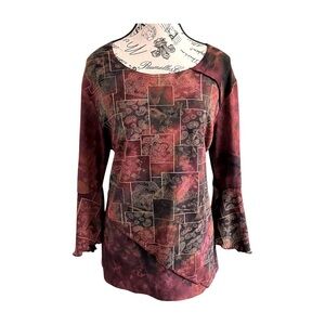 Claire France 90s Mauve Paisley Bell Sleeves bohemian size Large